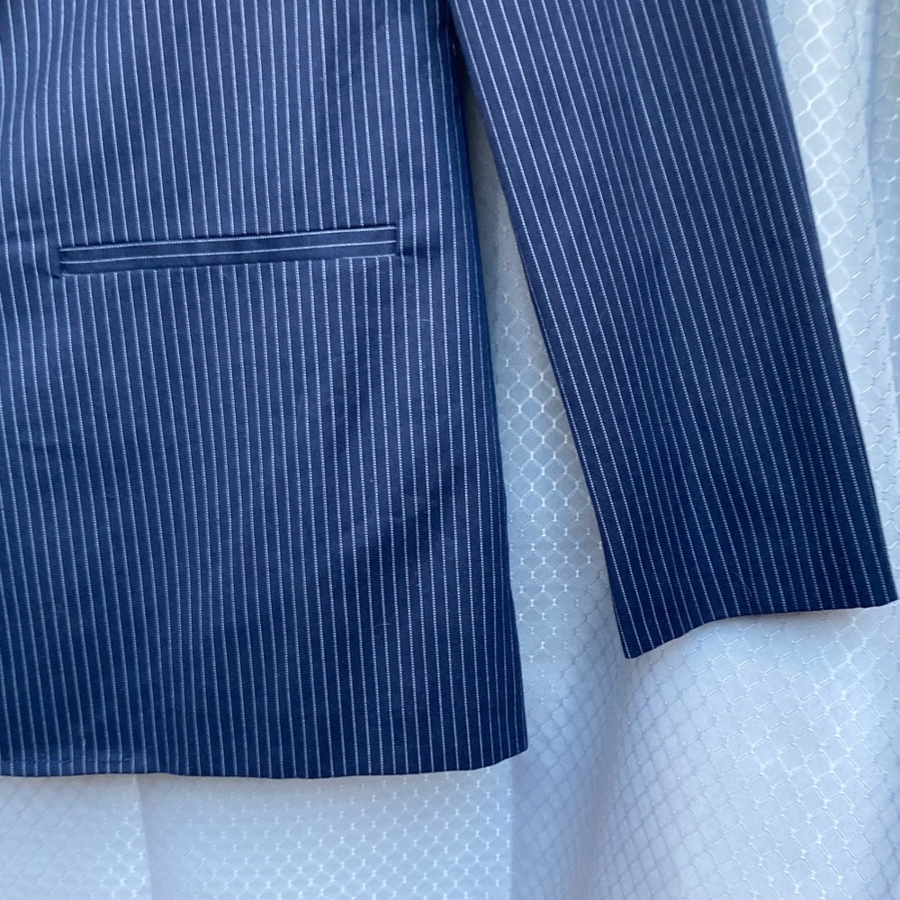 Vintage 90s The limited navy blue pin stripe blazer hidden shoulder pad - Picture 5 of 17